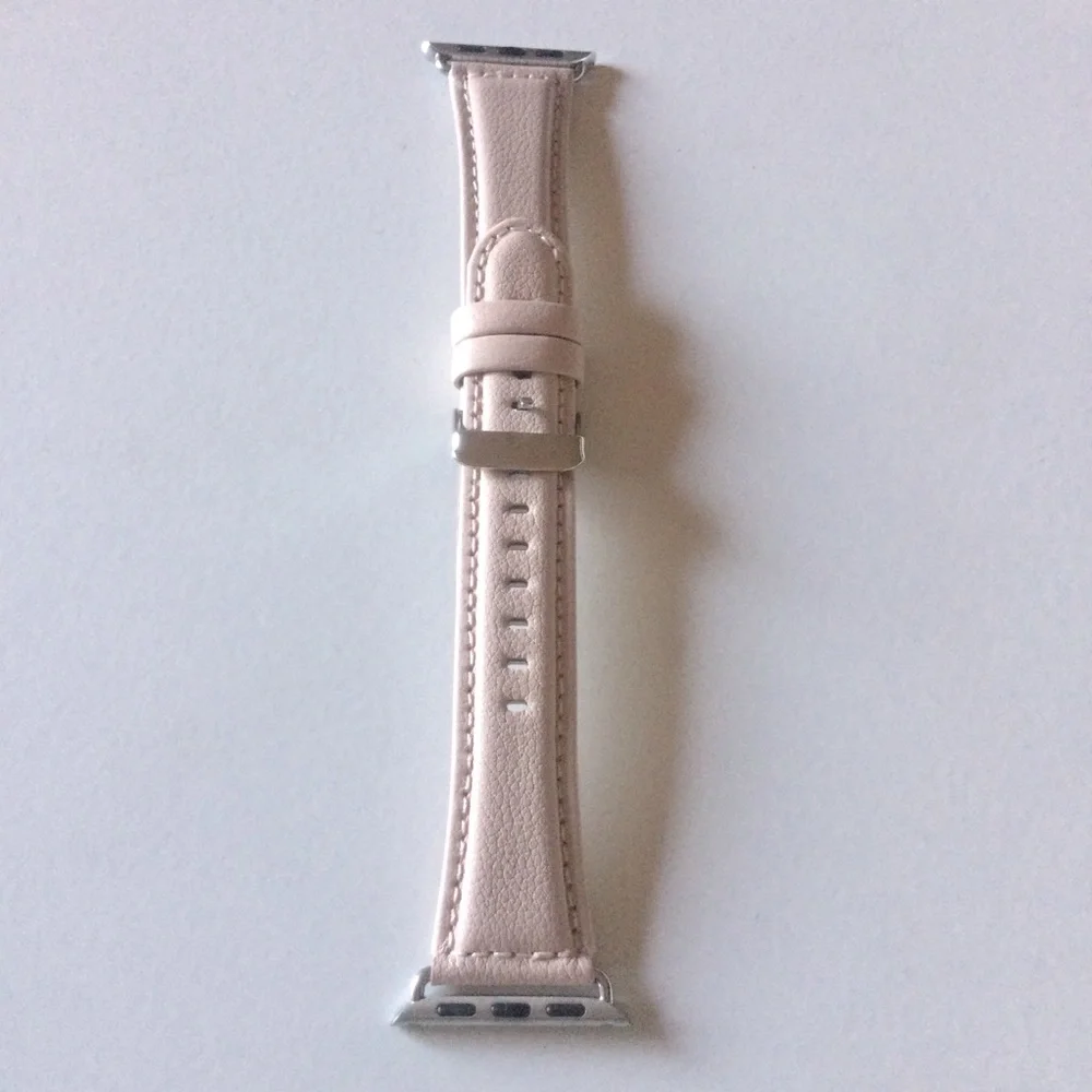 SARINA WOMENS ROSE BEIGE LEATHER APPLE WATCH STRAP 38mm 40mm NWT